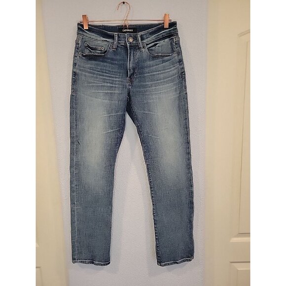 Express Other - Express Jeans Mens 30x32 Blue Slim Straight Hyper Stretch Dark Wash Pants Denim